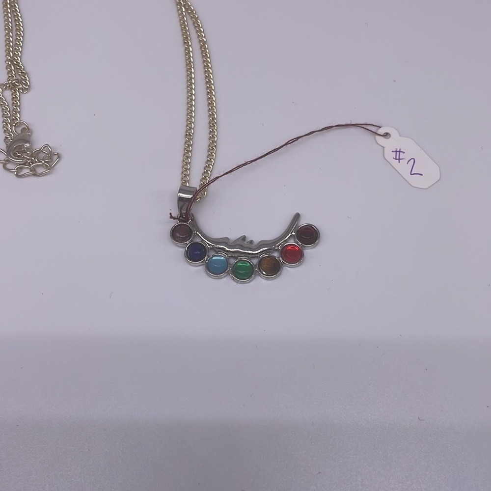 Chakra Moon Pendant and Chain